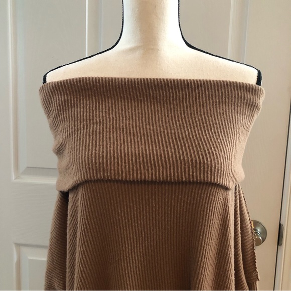 Free People Juicy Ribbed Cowl Neck Long Sleeve Top Vintage Bronze Medium - Picture 15 of 16